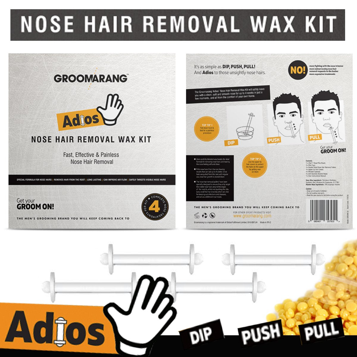 Groomarang Adios Nose Hair Removal Wax Kit