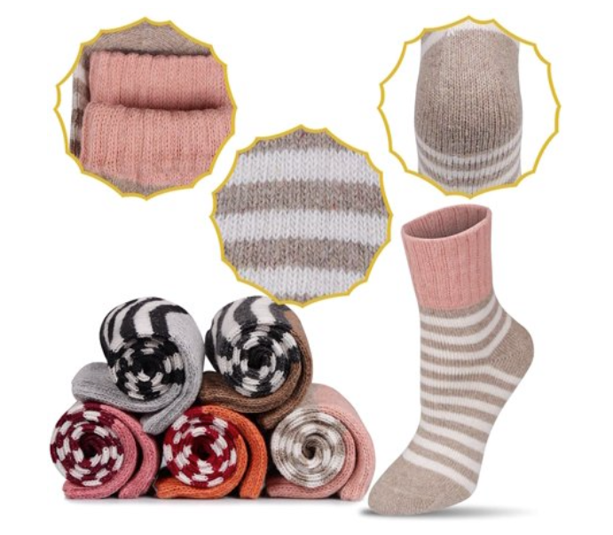 Generise Pack of 5 Pairs Ladies Thick Wooly Socks