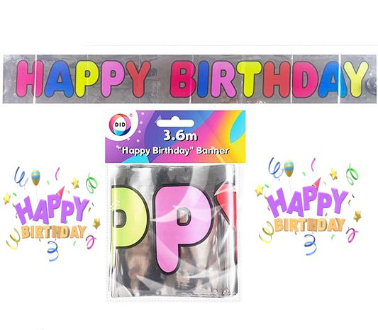 Happy Birthday Balloon Banner - 3.6m