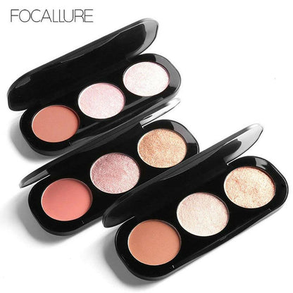 Focallure Triple Colour Blush & Highlighter Palette - Cruelty Free!