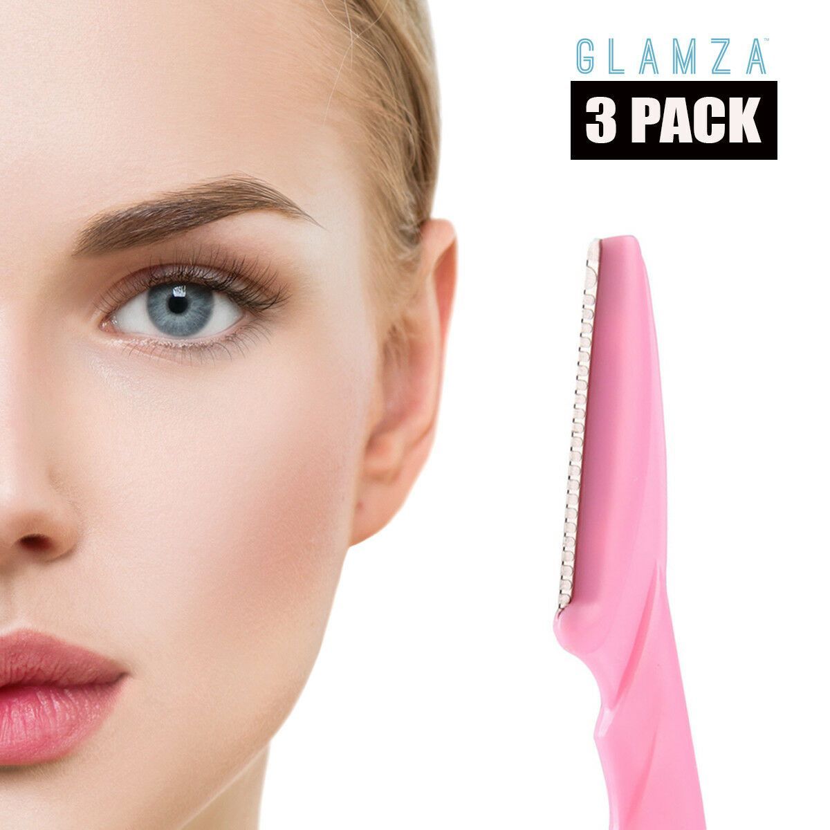 Glamza 3 Pack Eyebrow Razor- No Flick