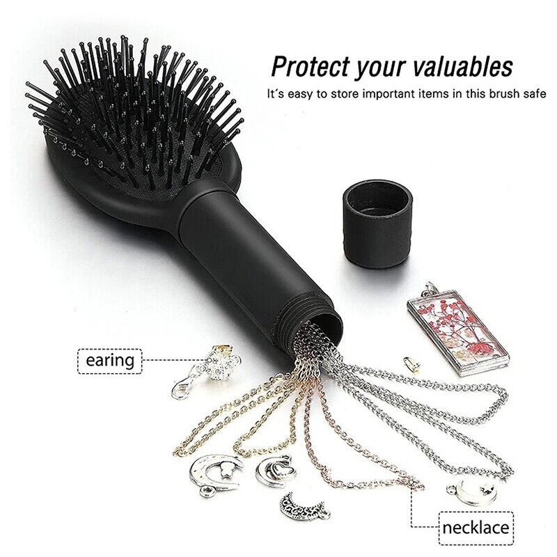 Generise 'Secret Stash' Hair Bristle Brush - Rubberised Handle (Black)