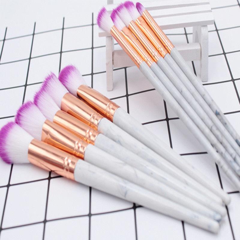 Glamza 10pc Marble Makeup Brush Set