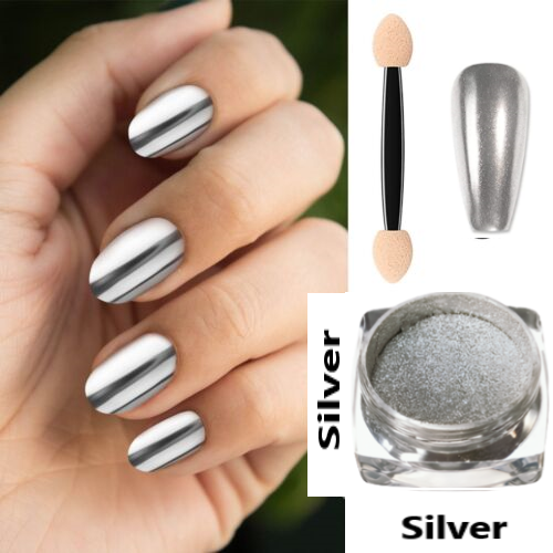 Magic Mirror Effect Nail Powder Nail Dust - Silver Chrome